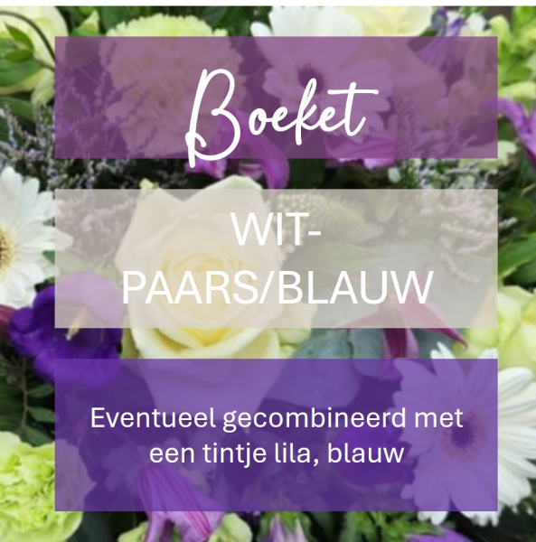 Gemengd boeket - witte & blauw/paarse bloemen  