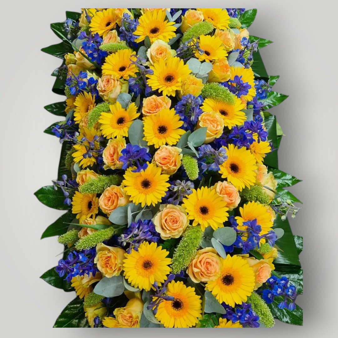 kistbedekking geel blauw XL