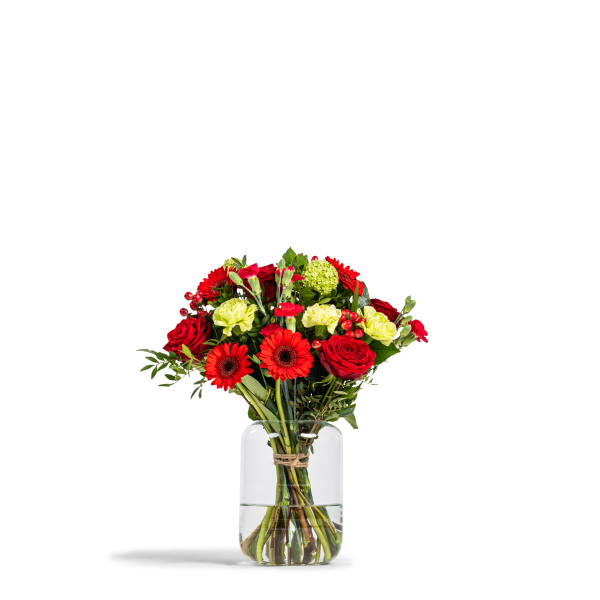 Rood rond gebonden boeket - Klassiek en Warm Groot