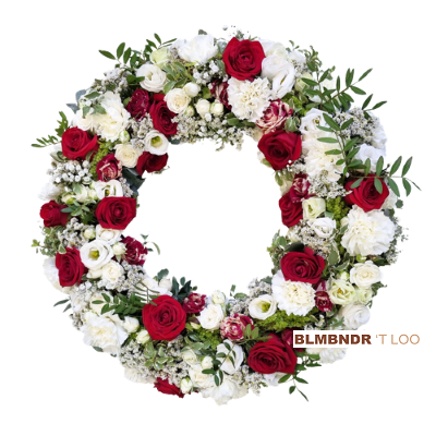 Rouwkrans rood-wit ø 40 - 50 cm