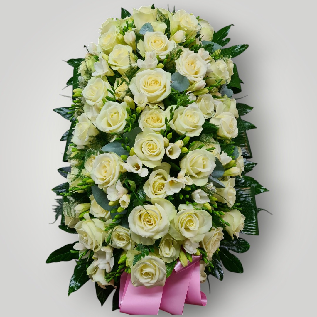 kistbedekking witte rozen Langwerpig 120cm