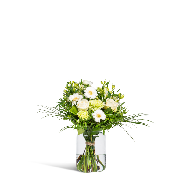 Wit rondgebonden boeket - Klassiek Klein