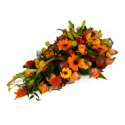 Rouwarrangement Druppel Oranje Druppel 90 cm