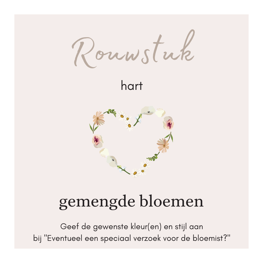 Rouwstuk hart - gemengde bloemen 40cm
