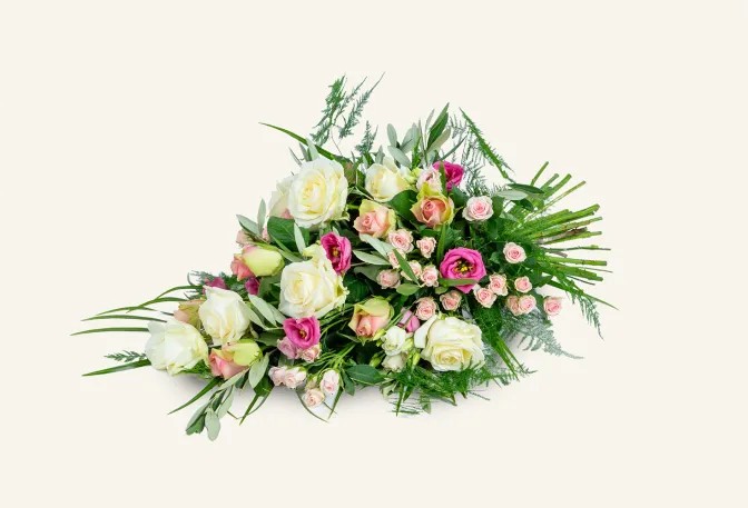 Rouwboeket in Wit Roze Tinten Klein