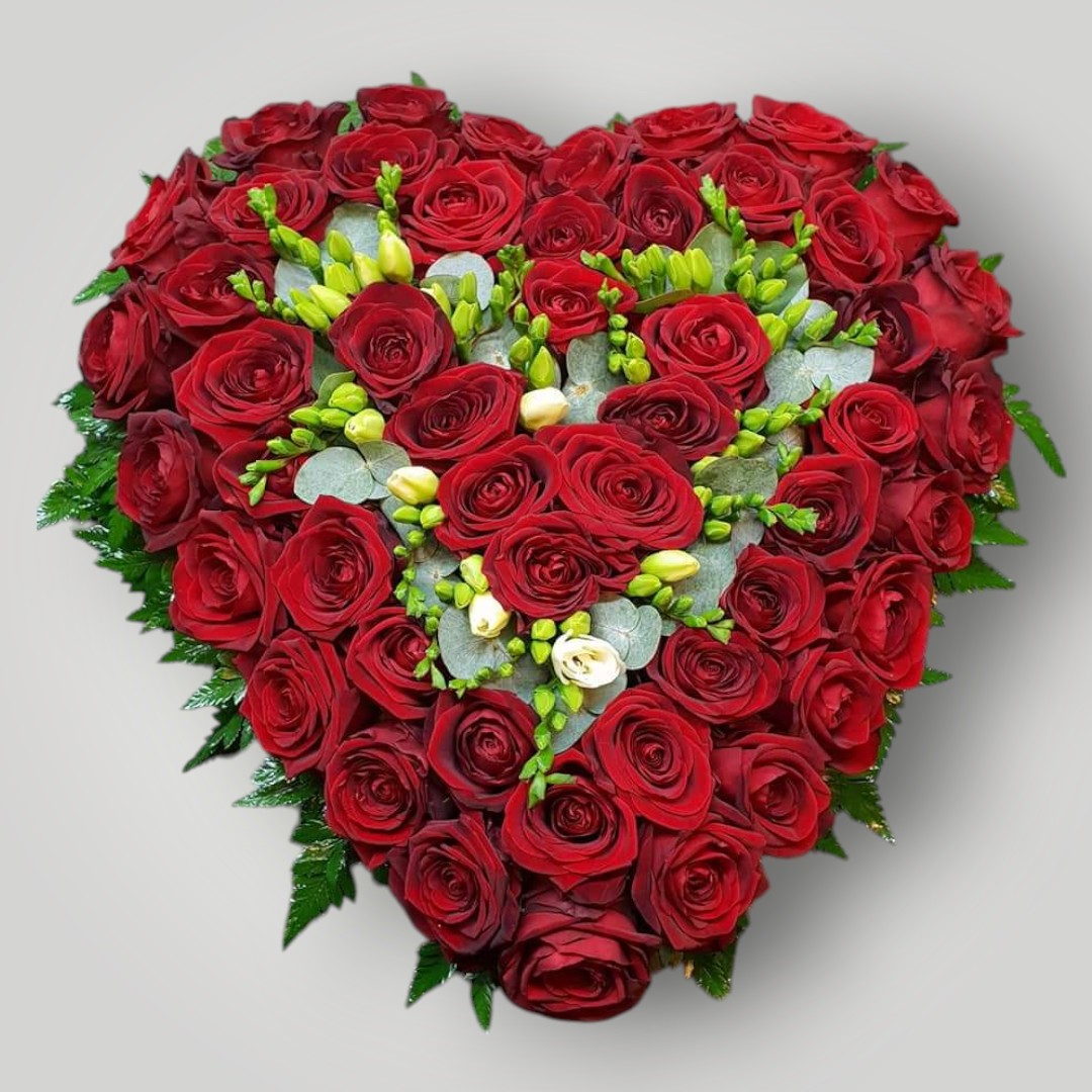hart rode rozen witte freesia Hart 40 cm