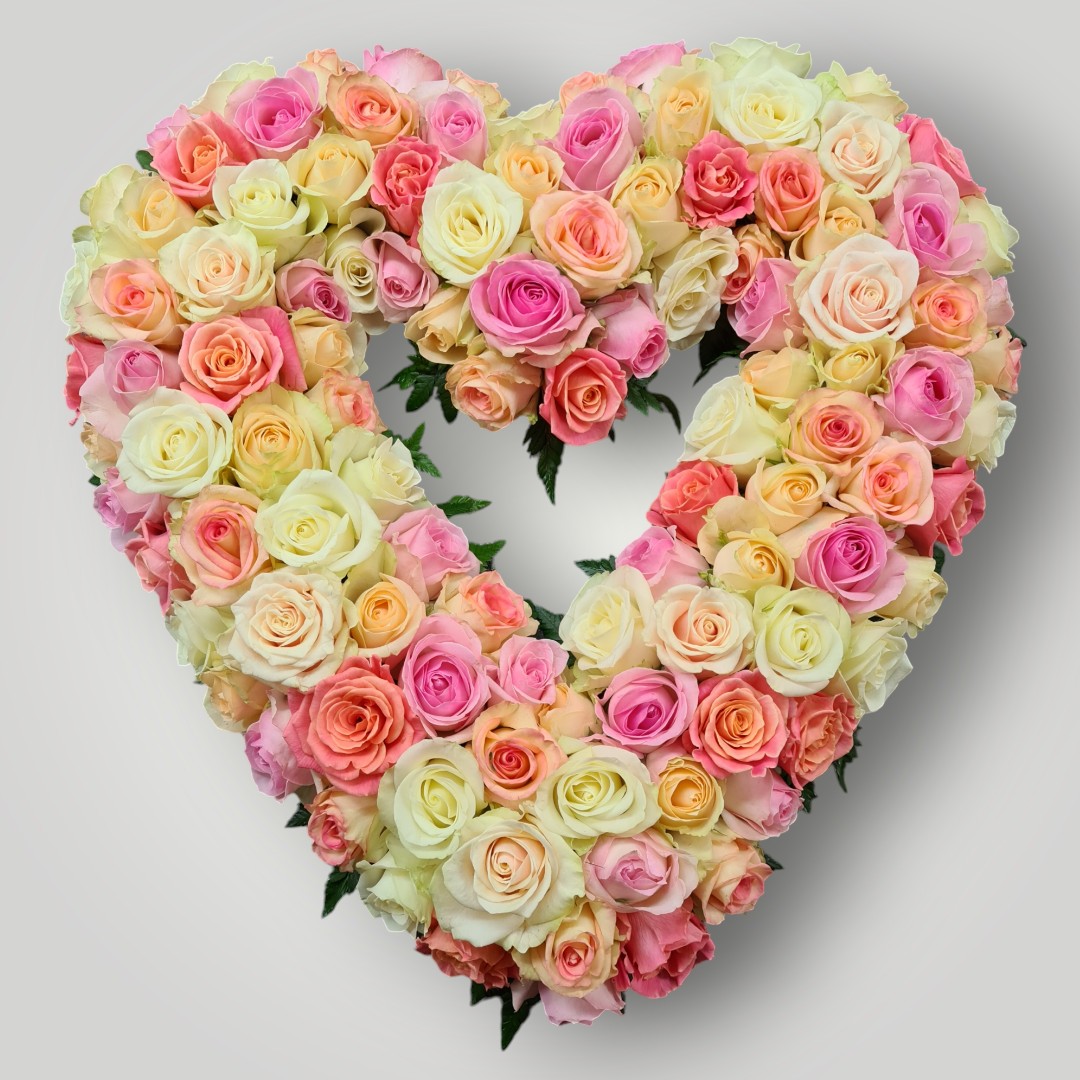 open hart pastel rozen Hart 60 cm