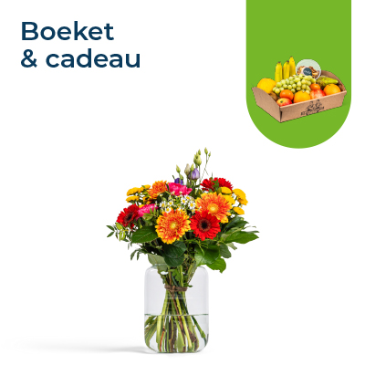 Bont Boeket met Fruitcadeau Middel