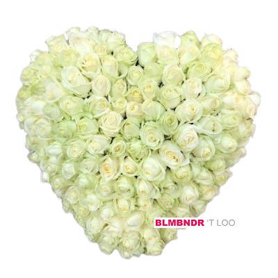 Rouwhart witte Rozen Rouwhart ø 55 - 60 cm
