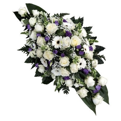 Ingetogen wit-blauw 90cm