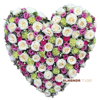 Rouwhart wit-roze Rouwhart ø 55 - 60 cm