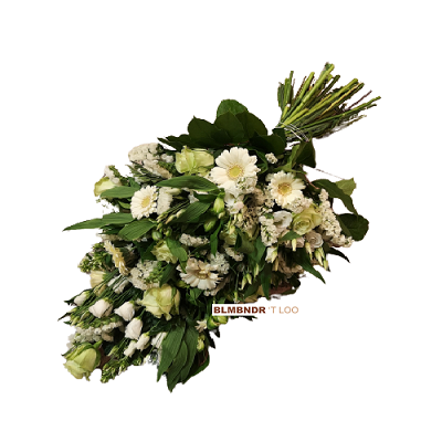 Rouwboeket Wit Limmen Langwerpig 60cm