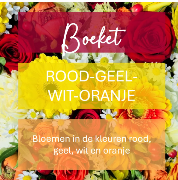 Gemengd boeket - rode & gele & witte & oranje bloemen  