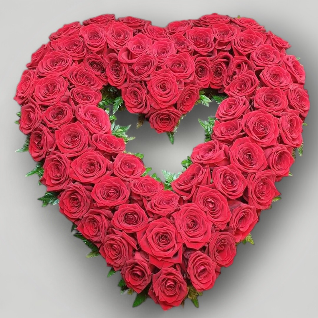 open hart rode rozen Hart 60 cm