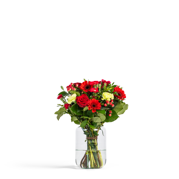 Rood rond gebonden boeket - Klassiek en Warm Middel