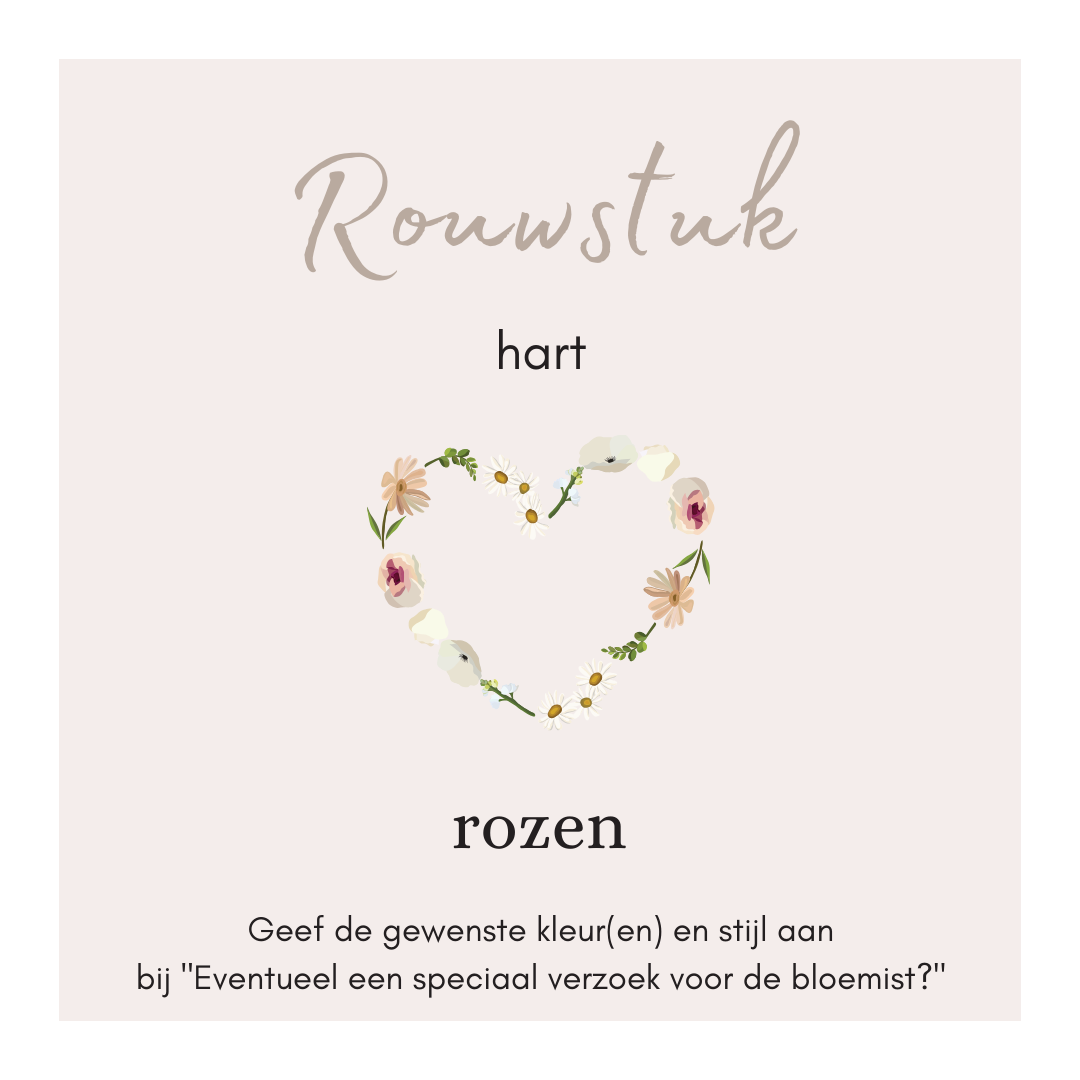 Rouwstuk hart - rozen 50cm