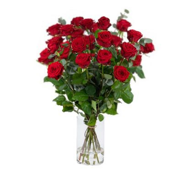 Boeket Rosa 25 stuks met groen