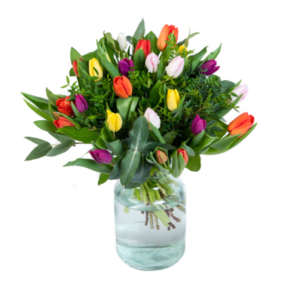 Vrolijk gemengd tulpenboeket Groot