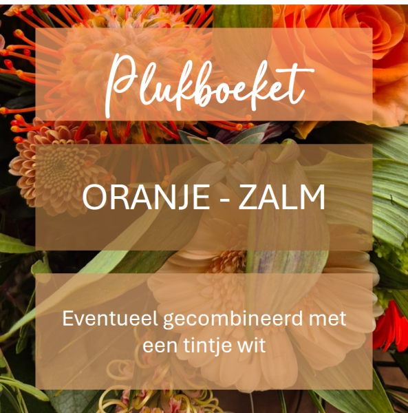 Plukboeket - oranje & zalme bloemen  